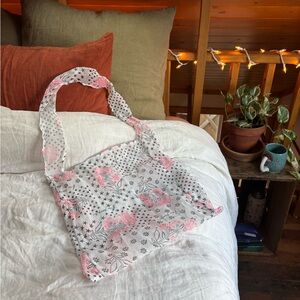 Free People Large Sheer Pink and White Tote Bag